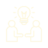 Two people discussing with lightbulb overhead.